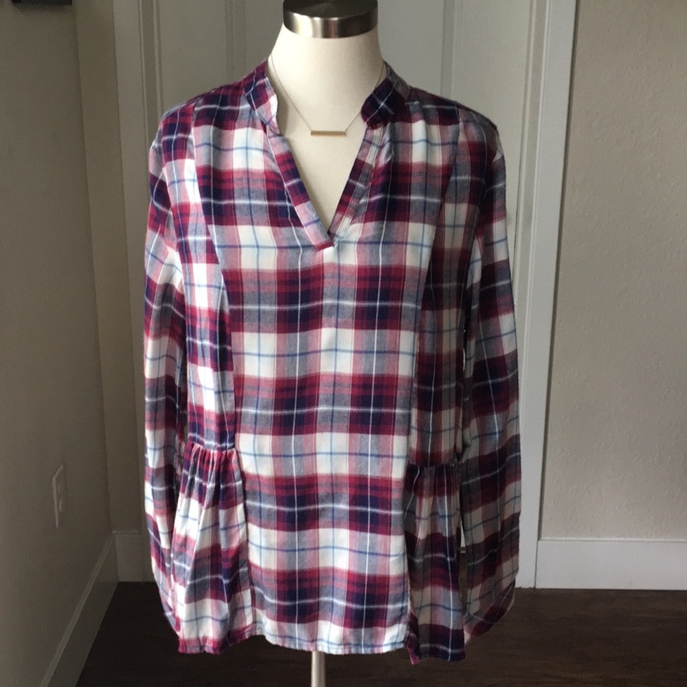 Harper peplum plaid top. Never worn!